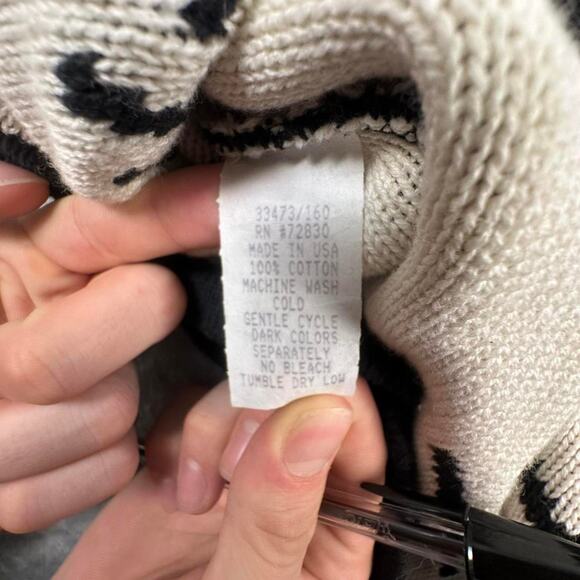 Vintage Smythe & Company Black/White Pattern Knit Sweater Pullover Hoodie Size M - Picture 7 of 7